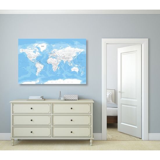 Obraz bielo-modrá mapa sveta
