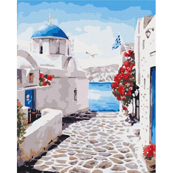 Maľovanie podľa čísiel romantická dovolenka v Santorini
