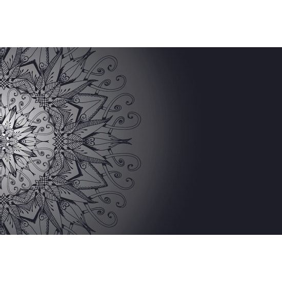 Samolepiaca tapeta zaujímavá Mandala v čiernobielych farbách