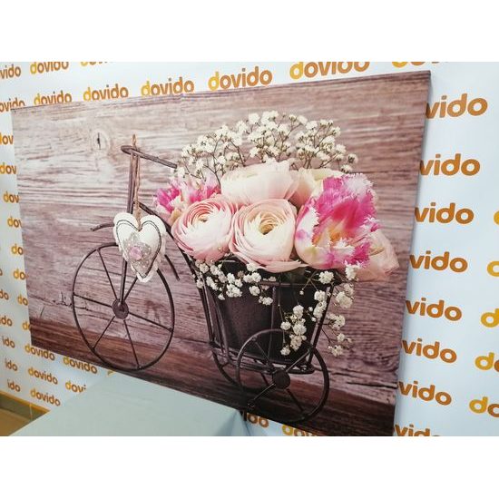 Obraz bicykel s kvetmi vo vintage štýle