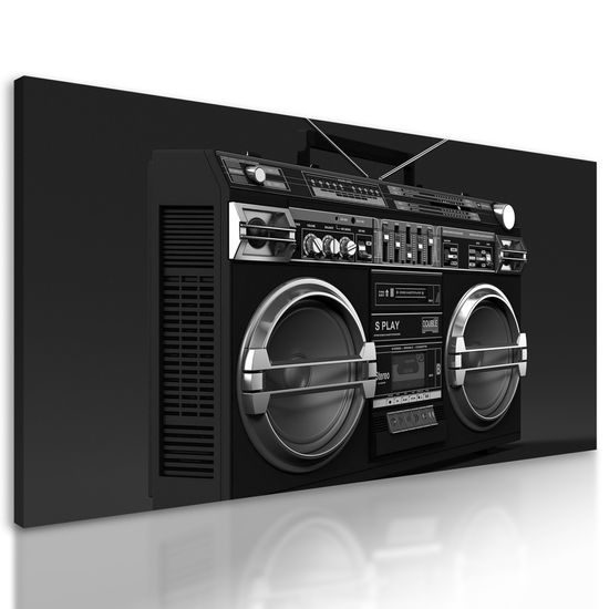 Obraz disco rádio v čiernobielom prevedení