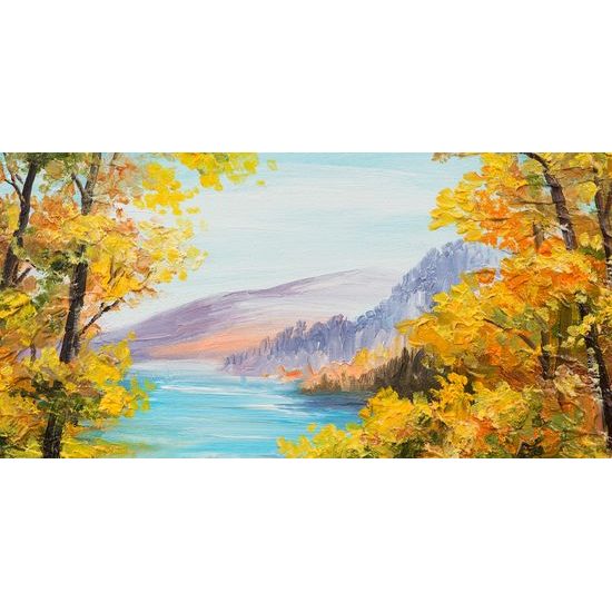 Obraz jesenný pohľad na horské jazero
