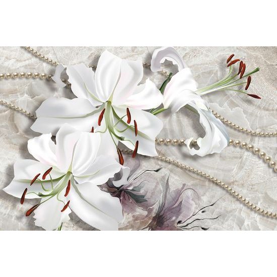Samolepiaca tapeta perly s kvetmi ľalie