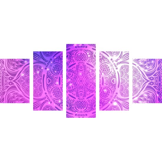 5-dielny obraz fialová galaktická Mandala