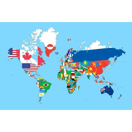 Obraz na korku mapa s vlajkami jednotlivých krajín