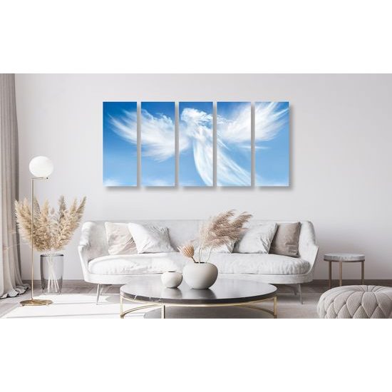 5-dielny obraz anjel tvorený oblakmi