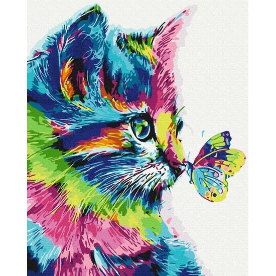 Maľovanie podľa čísiel pestrofarebná mačka