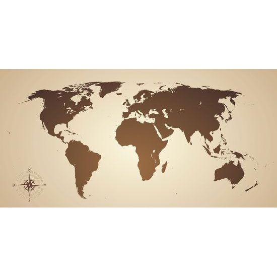 Obraz na korku moderná mapa sveta v sépiovom prevedení