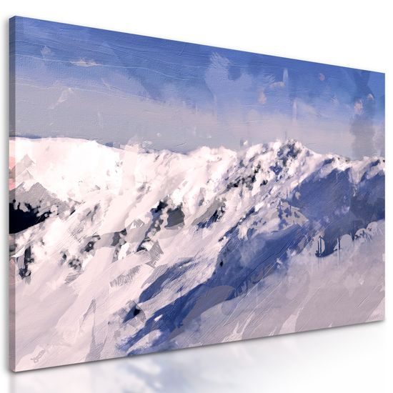 Obraz olejomaľba hôr pokrytých snehom