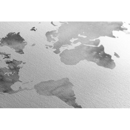 Obraz nádherná akvarelová mapa sveta v čiernobielom prevedení