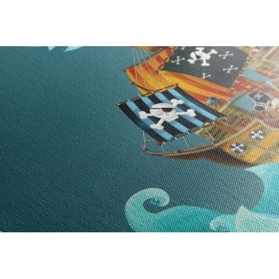 Obraz pirátska loď na vlnách