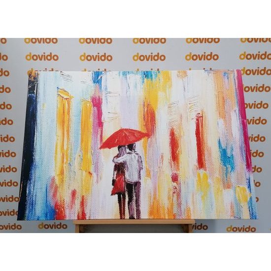 Obraz zamilovaný pár v daždi