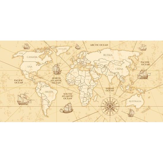 Obraz mapa sveta so starými obchodnými cestami