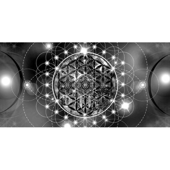 Obraz okúzľujúca Mandala v čiernobielom prevedení
