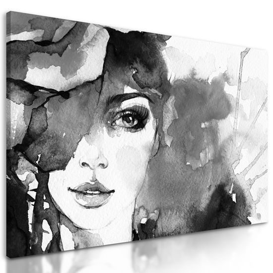 Obraz maľba krásnej ženy v čiernobielom prevedení