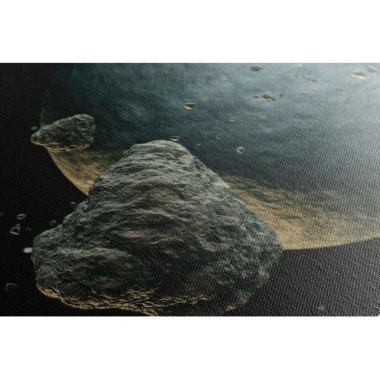 Obraz meteority krúžiace okolo neznámej planéty