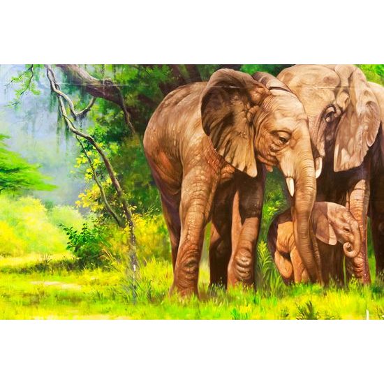 Originálna samolepiaca tapeta rodina slona