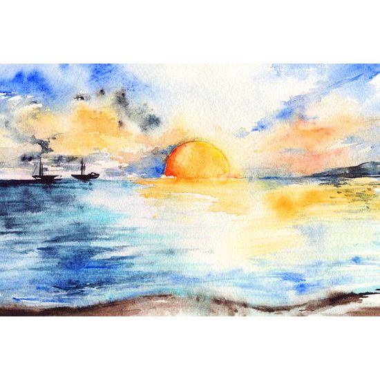 Obraz maľba západu slnka nad morom