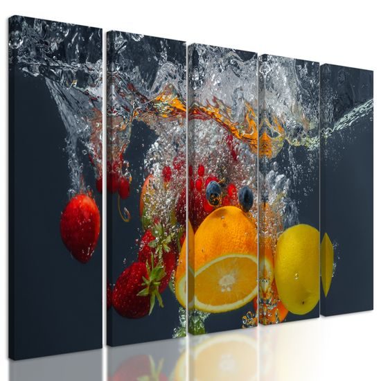 5-dielny obraz ovocie ponorené vo vode