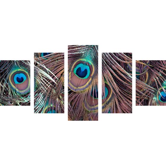 5-dielny obraz pávie perie