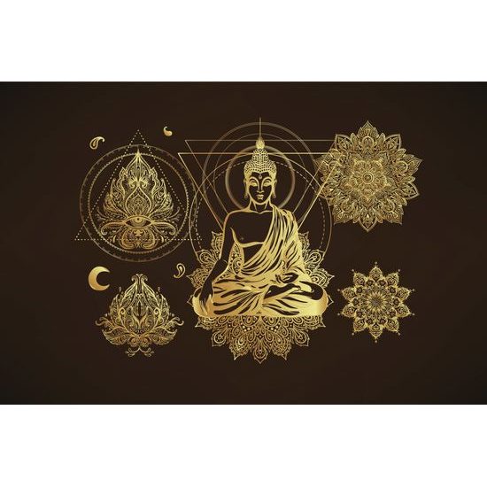Tapeta meditujúci Budha v zlatom prevedení