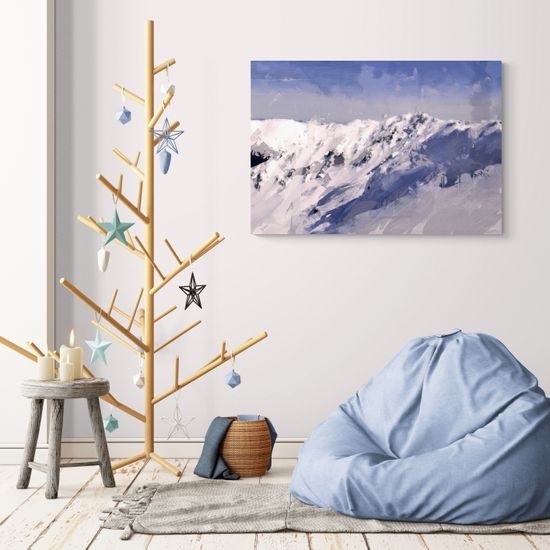 Obraz olejomaľba hôr pokrytých snehom