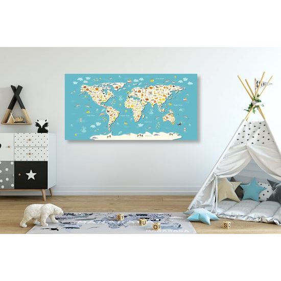 Obraz na korku mapa sveta pre deti