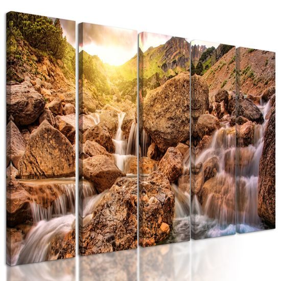 5-dielny obraz nádherné vodopády