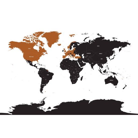 Obraz na korku zaujímavá mapa na bielom pozadí s oranžovým detailom