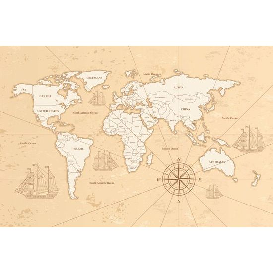Obraz na korku béžová mapa sveta pre dobrodruhov
