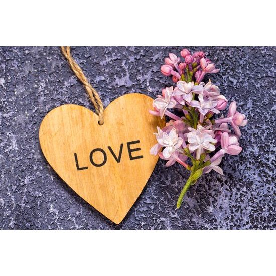 Obraz nápis Love na drevenom srdci