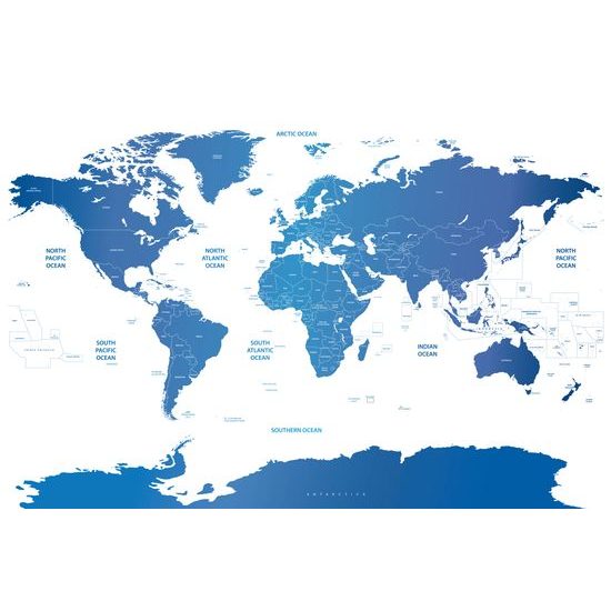 Obraz na korku modrá mapa sveta so štátmi
