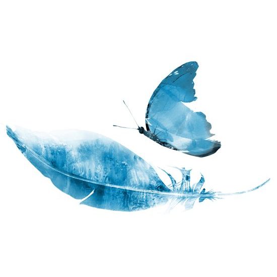 Samolepiaca tapeta modrý motýľ s pierkom