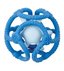 Nattou Kousátko silikonové míč 2v1 bez BPA 10 cm modrá