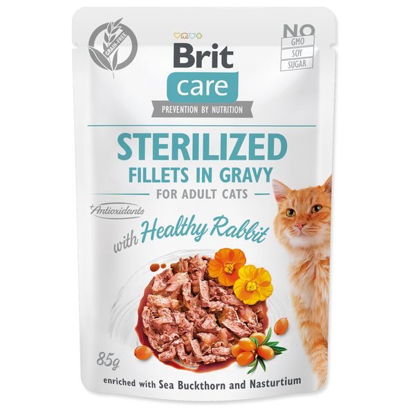 Brit Care Cat Sterilized. Fillets in Gravy with Healthy Rabbit 85g