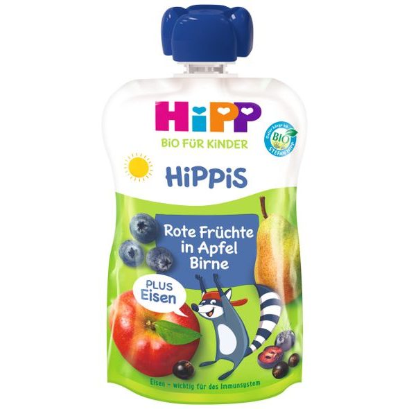 HiPP BIO Jablko / Hruška / Červené ovoce + železo 100 g