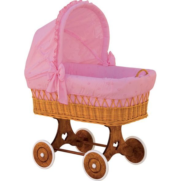 Scarlett Proutěný košík na miminko s boudičkou Scarlett Méďa růžová