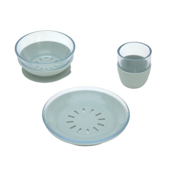 Lässig Dish Set Glass/Silicone blue