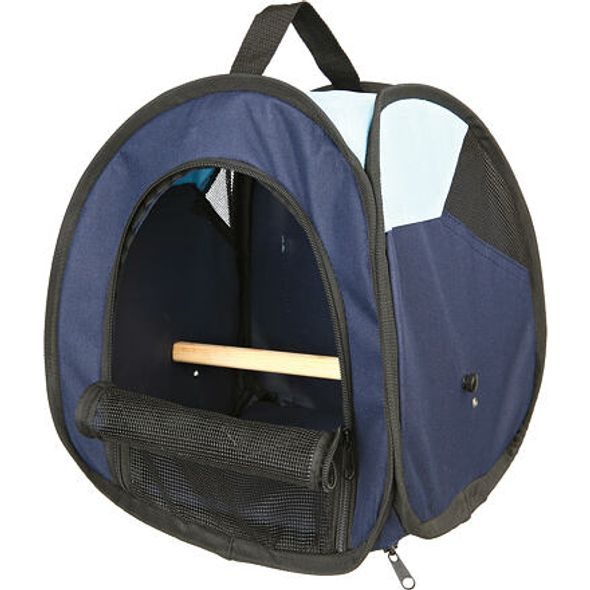 Trixie Transportní taška s bidýlkem pro ptáky tmavě modrá/světle modrá 27x32x27 cm