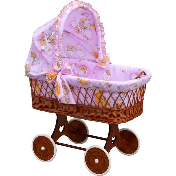 Scarlett Proutěný košík na miminko s boudičkou Scarlett Mráček růžová
