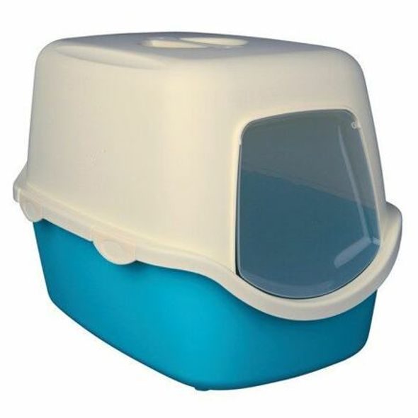 Trixie WC VICO kryté s dvířky, bez filtru 56 x 40 x 40 cm, tyrkysová/bílá