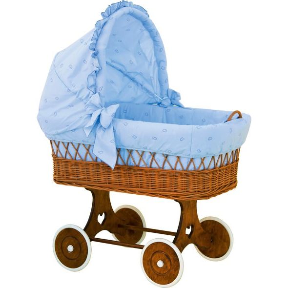 Scarlett Proutěný košík na miminko s boudičkou Scarlett Méďa modrá