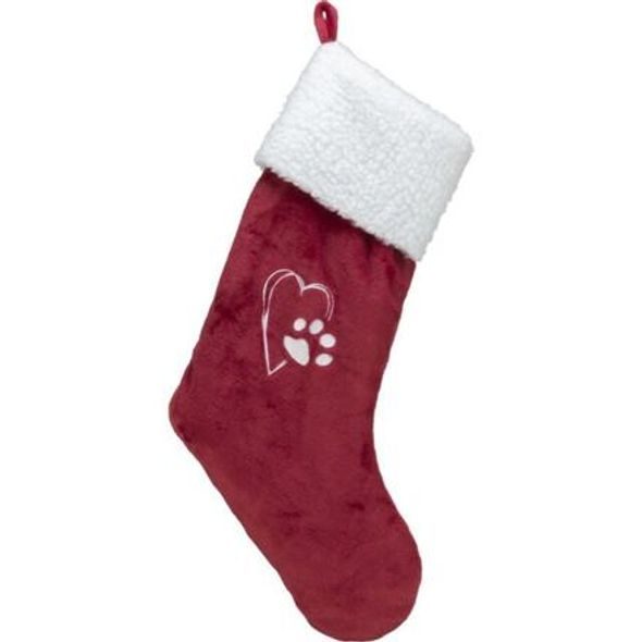 Trixie Xmas STOCKING - vánoční ponožka, 47 cm, plyš, červená/bílá