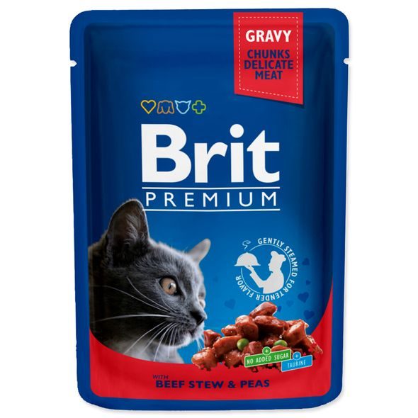 Brit Premium Cat Pouches with Beef Stew & Peas 100g