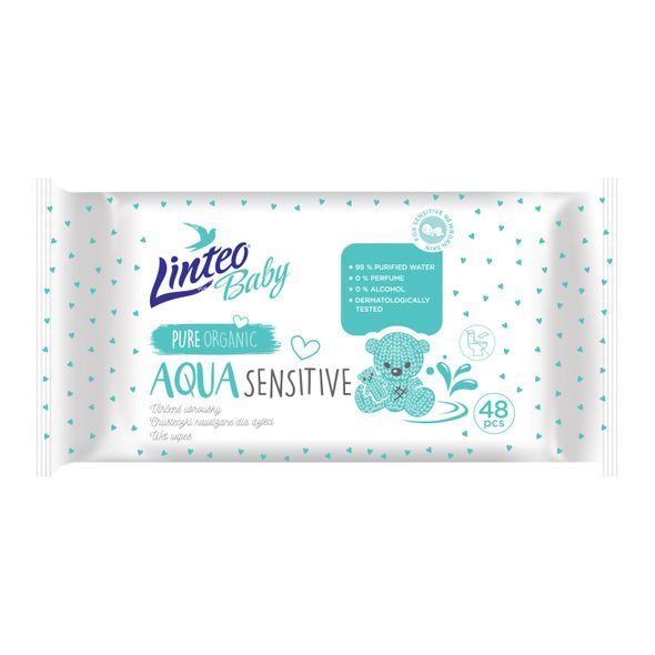 LINTEO BABY Vlhčené ubrousky Aqua Sensitive 48ks