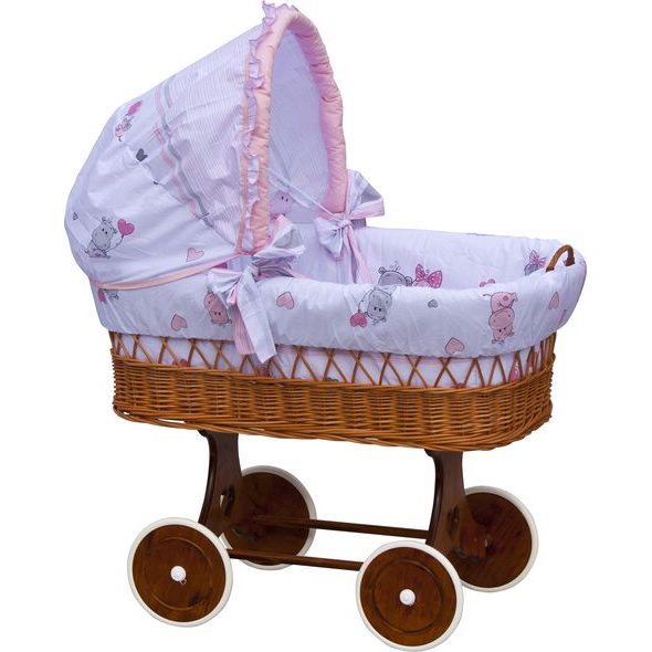 Scarlett Proutěný košík na miminko s boudičkou Scarlett Pupis růžová