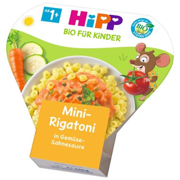 HiPP BIO Mini-Rigatoni se zeleninou ve smetanové omáčce