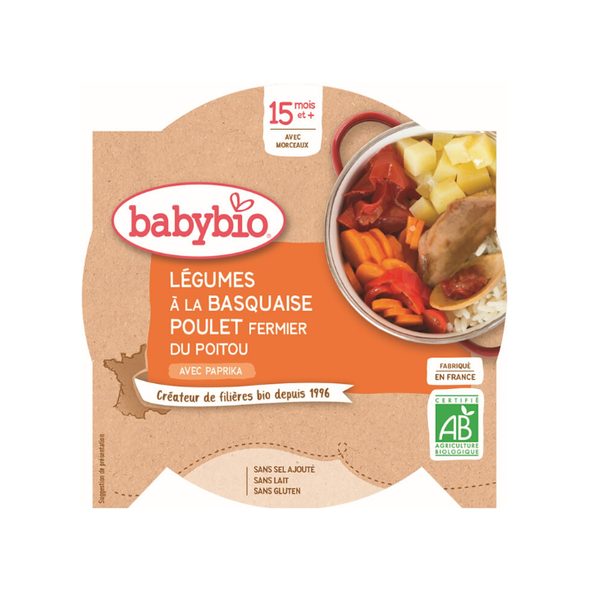 BABYBIO zelenina s baskickým kuřetem a rýží 260 g