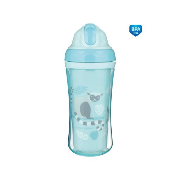 Canpol babies Sportovní láhev se silikonovou slámkou JUNGLE 260ml modrá