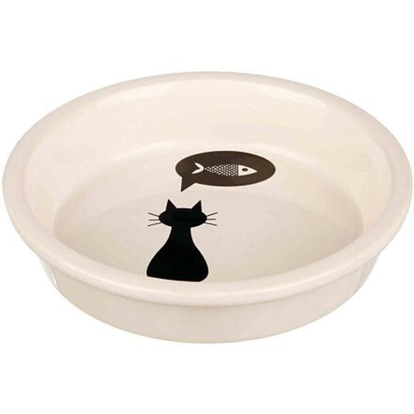 Trixie Keramická miska s černou kočkou, s okrajem bílá 0,25 l/13 cm